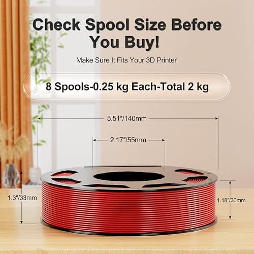 8-Color PETG Filament Bundle for 3D Printers 1.75 mm, 8 Pack Filament Refills, 269 FT 250 g Per Spool, 2 kg in Total, White, Black, Red, Blue, Yellow, Green, Orange Yellow, Sakura Pink thumbnail 2