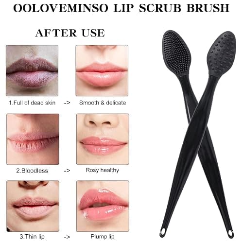 10 Pcs Lip Exfoliator Scrub Brush, Ooloveminso Silicone Lip Scrubber Exfoliating Brush, Soft Double-Side Lip Exfoliator Tool for Dark Lips, Lip Care and Beauty-Black thumbnail 3