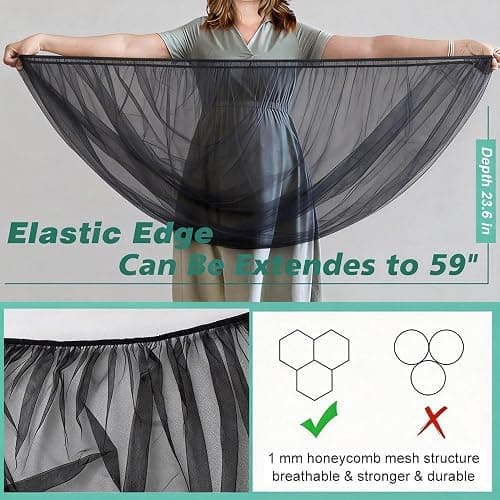 Baby Stroller Mosquito Net (2 Pack) - Durable Mesh Protection for Bassinets, Cradles, Playards, Pack N Plays & Portable Mini Cribs | Breathable Universal Fit Insect Barrier (Black) thumbnail 2