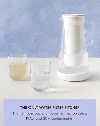LifeStraw Home Water Pitcher, 7-Cup, White, Glass with Silicone Base, White, for Everyday Protection Against Bacteria, Parasites, Microplastics, Lead, Mercury, PFAS and a Variety of Chemicals thumbnail 4
