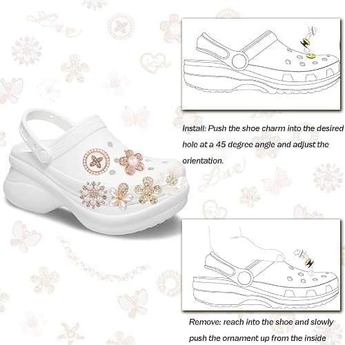 VEGCOO 15 Pcs Shoe Charms for Clog Shoes, Metal Bling Crystal Rhinestone Clog Sandals Decorations Charms, Shining Shoe Decoration Charms for Women Girls Birthday Christmas Party Gifts thumbnail 4