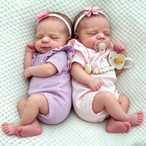 Anano Reborn Baby Dolls Silicone Full Body-18 in Realistic Baby Doll Lifelike, Reborn Twins Girls, Full Silicone Babys Doll Twins That Look Real Life Babys Posable with Accessories - Image 1