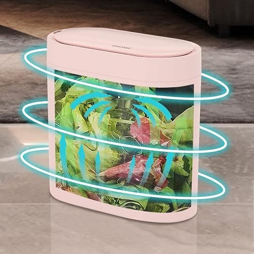 SYNCVIBE Bathroom Trash Can with Lid 2 Gallon Slim Motion Sensor Garbage Can Narrow Automatic Plastic Trash Bin for Bedroom, Living Room, Toilet, Office (Pink) thumbnail 3