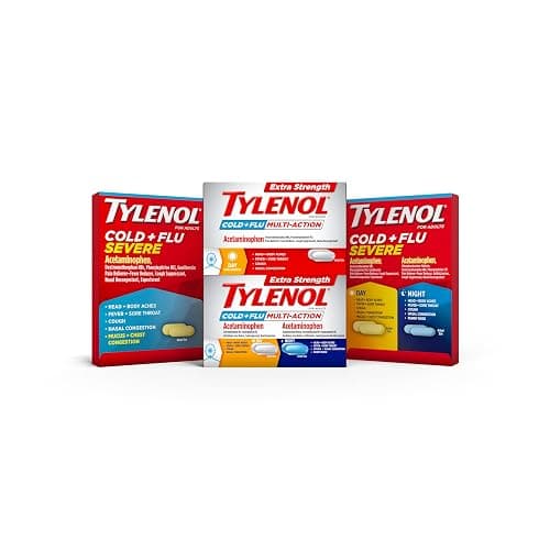 Tylenol Cold + Flu Severe Daytime + Nighttime Cold Medicine Caplets Combo Pack for Multi-Symptom, Cough, Sore Throat, Headache, Nasal Congestion Relief, Acetaminophen, Pain Reliever, 24 Count thumbnail 9