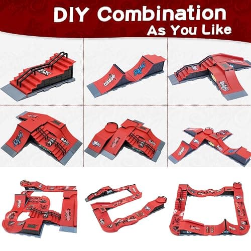Gr8ware Finger Skateboard Ramp Set, 6 in 1 Plus 11 Buffer Plates Mini Skatepark for Fingerboard, Figure Boarding Skate Park, Fingerboard Skatepark Halfpipe Obstacle Deck for Holiday Party Favors thumbnail 4
