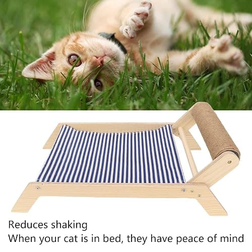 DSOPV Cat Bed, Recliner Cat Bed, Universal Elevated Cat Beds Cat Swing Bed, Wooden Frame Swing Chair Multifunctional, for Kitty, Puppy, Rabbit, Bunny and Small Animal (A) thumbnail 3