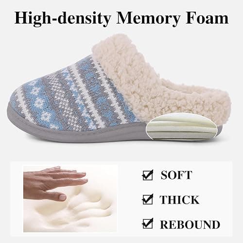 Evshine Warm Knit House Slippers for Women Comfy Wool-Like Lined Chenille Slippers with Memory Foam and Indoor Outdoor Soles thumbnail 4