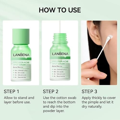 LANBENA 2% Salicylic Acid Spot Serum, 8H Rapid Acne Treatment for Acne-Prone Sensitive Skin, Fast-Acting Dry Out Pimples, Fade Acne Marks, Redness Relief, Overnight & Period Breakouts, 0.42 Fl Oz thumbnail 8