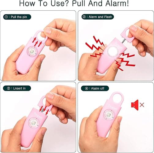 Personal Safety Alarm for Women – Superior Loud Siren & SOS Strobe | Premium Compact & Well-crafted Self Defense Keychain Alarm, College Dorm Essential, Variety of Colors (Pink) thumbnail 4