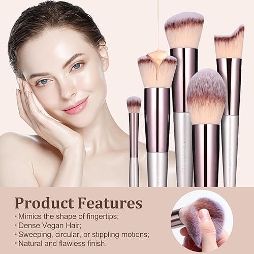 BS-MALL Makeup Brush Set 18 Pcs Premium Synthetic Foundation Powder Concealers Eye shadows Blush Makeup Brushes with black case thumbnail 4