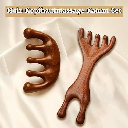 Holz Kopfhaut Massagebürste 2 Stück Kopfmassage Kamm Sauerstoffmassage Massagewerkzeug für entspannende Kopfhautpflege und Durchblutungsförderung ideal für Zuhause oder unterwegs thumbnail 6