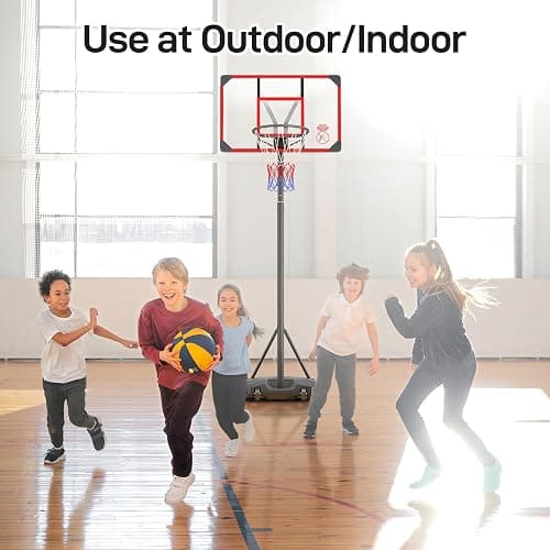 Yohood Kids Basketball Hoop Outdoor 4.82-8.53ft Adjustable, Portable Basketball Hoops & Goals for Kids/Teenagers/Youth in Backyard/Driveway/Indoor, with Enlarged Base and PC Backboard thumbnail 7