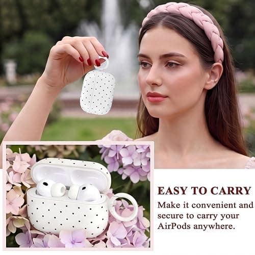 Kimiyaki Cute Polka Dot Case for AirPods Pro 3 with Cleaner Kit | Polka Dot Pattern Design,Shockproof,Full Protective Cover,Soft TPU,Daily,With Keychain,For Women,For Airpods Pro 3rd(2025) thumbnail 9