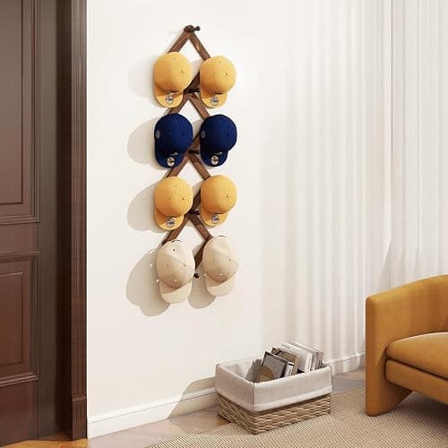 Homode Vintage Wood Expandable Peg Rack- Multi-Purpose Accordion Wall Hangers with 13 Hooks for Hats, Coat, Mugs, Scarf, Jewelry Storage thumbnail 4
