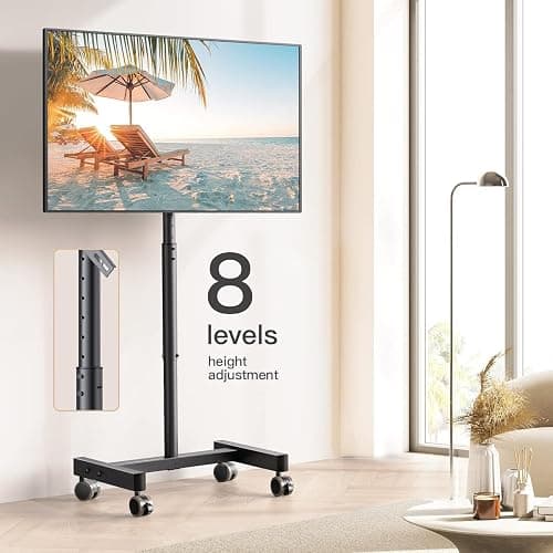 Perlegear Rolling TV Stand, Mobile TV Stand on Wheels for 13-50 inch TVs with Height Adjustment & 30° Tilt, Portable TV Cart with Wheels Holds 44lbs, Max VESA 200x200mm thumbnail 2