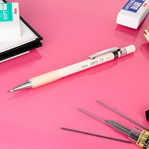 Pentel Sharp 1.3 Mechanical Pencil, (1.3mm), Extra Thick Line, Includes Refill Lead, Writing/Office/Test-Taking Pencil, Pastel Off-White Barrel (AM13LBPW) thumbnail 6