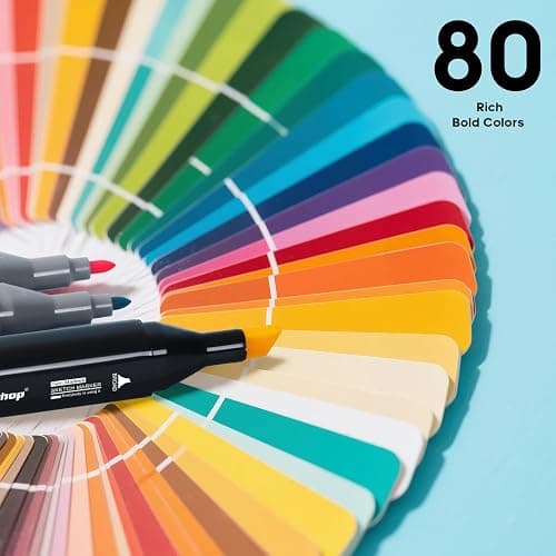 Tongfushop 80 Colored Marker Set, Colouring Pens for Adults, Dual Tip Art Marker Permanent Pens for Drawing, Sketching, Anime and Manga with Carrying Case and Storage Base thumbnail 4