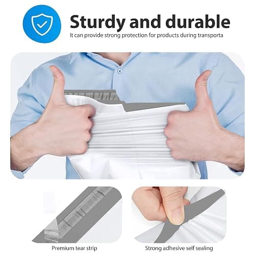Fuxury Poly Mailers 10x13 Inch 100 Pack,Shipping Bags for Clothing,Strong Adhesive Mailing Envelopes,Heavy Duty Self Seal Plastic Postal Return Package Bags for Books Accessories Business,White thumbnail 4