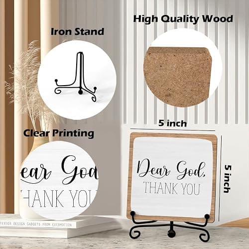 Home Decor, Farmhouse Shelf Table Decor, Christian Office Home Décor Accents For Living Room Mantle Coffee Bar Bookshelf Kitchen Entryway (B20) thumbnail 3