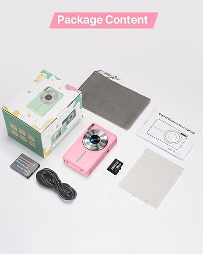 Digitalkamera 1080P 44MP Fotokamera 16X Digitalzoom Kamera, Vlogging Fotoapparat Kompaktkamera mit 2,4" LCD Bildschirm, 32G Micro Speicherkarte, 1 Akku für Kinder Teenager Studenten Anfänger-Rosa thumbnail 8