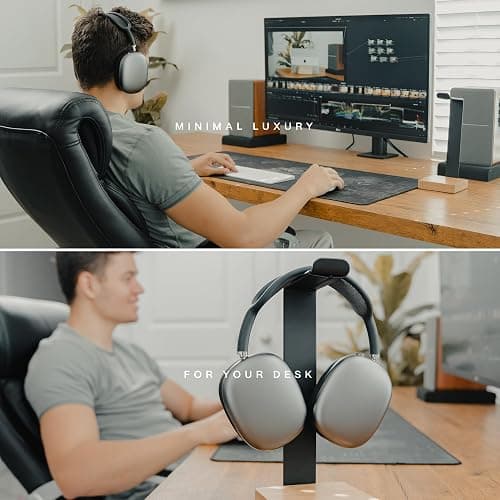 COREMINDED Universal Headphone Stand for Desk, Solid Wood Gaming Headset Stand, Heavy Duty Wooden Headphones Holder, Compatible with Airpods Max and More thumbnail 3