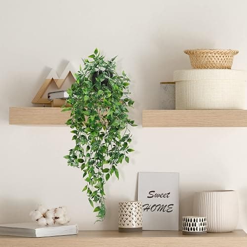 Whonline 2pcs Fake Hanging Plants, Artificial Potted Plants for Indoor Outdoor Aesthetic Office Living Room Shelf Decor thumbnail 2