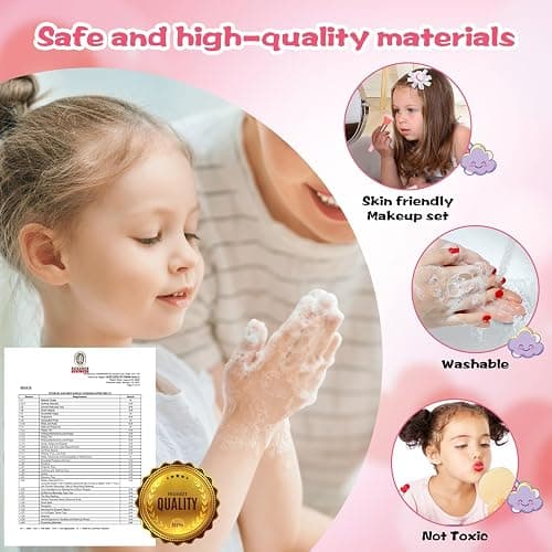 DCMAMA Washable Non-Toxic Kids Makeup Kit for Girls- Real Makeup Sets for Girl 5-8,Princess Toys Cosmetics Set with Mirror,Perfect for 3 4 5 6 7 8 Year Old Girls Birthday thumbnail 4