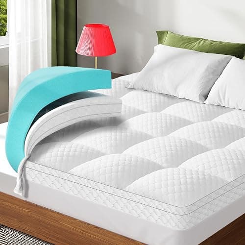 Dual Layer 3 Inch Memory Foam Mattress Topper California King Size, 2 Inch Cooling Gel Memory Foam Plus 1 Inch Pillow Top Mattress Pad Cover, with 8-21 Inch Deep Pocket - Image 1