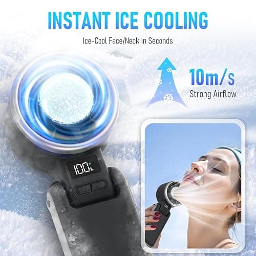 Portable Handheld Fan, Rechargeable, Up tp 12Hrs (Black) thumbnail 2