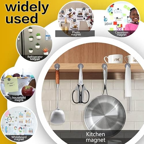 DIYMAG 90Pcs Magnets for Crafts 0.7 * 0.12inch Strong Adhesive Ceramic Magnet Small Round Circle Button Sticky Magnetics Dots Heavy Duty Double Sided for Refrigerator Fridge with Backing for School thumbnail 5