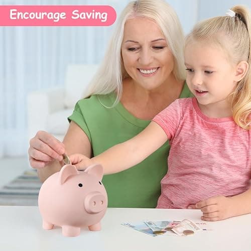 PJDRLLC Piggy Bank, Unbreakable Plastic Money Bank, Coin Bank for Girls and Boys, Medium Size Piggy Banks, Practical Gifts for Birthday, Easter, Christmas (Flesh-Colour) thumbnail 6