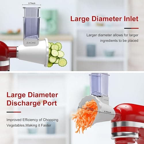 Updated Shredder Cheese Grater Attachment for KitchenAid Stand Mixers, Salad Machine with Vegetable Slicer, Salad Maker, Food Slicers Slicer Shredder Attachment with 4 Blades Dishwasher Safe thumbnail 8