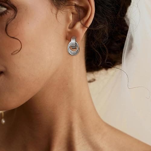 SHERLOVE Trendy Gold Plated Knot Earrings for Women Chunky Statement Drop Dangle Earrings Lightweight Hypoallergenic Fashion Accessories Gold Jewelry Gifts for Womens thumbnail 2