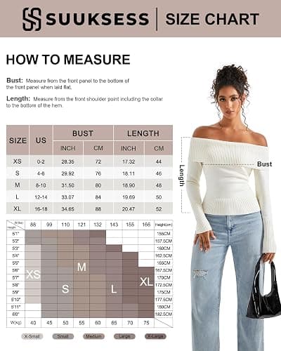 SUUKSESS Women Off Shoulder Sweaters Long Sleeve Ribbed Knit Going Out Fall Tops Blouse thumbnail 4