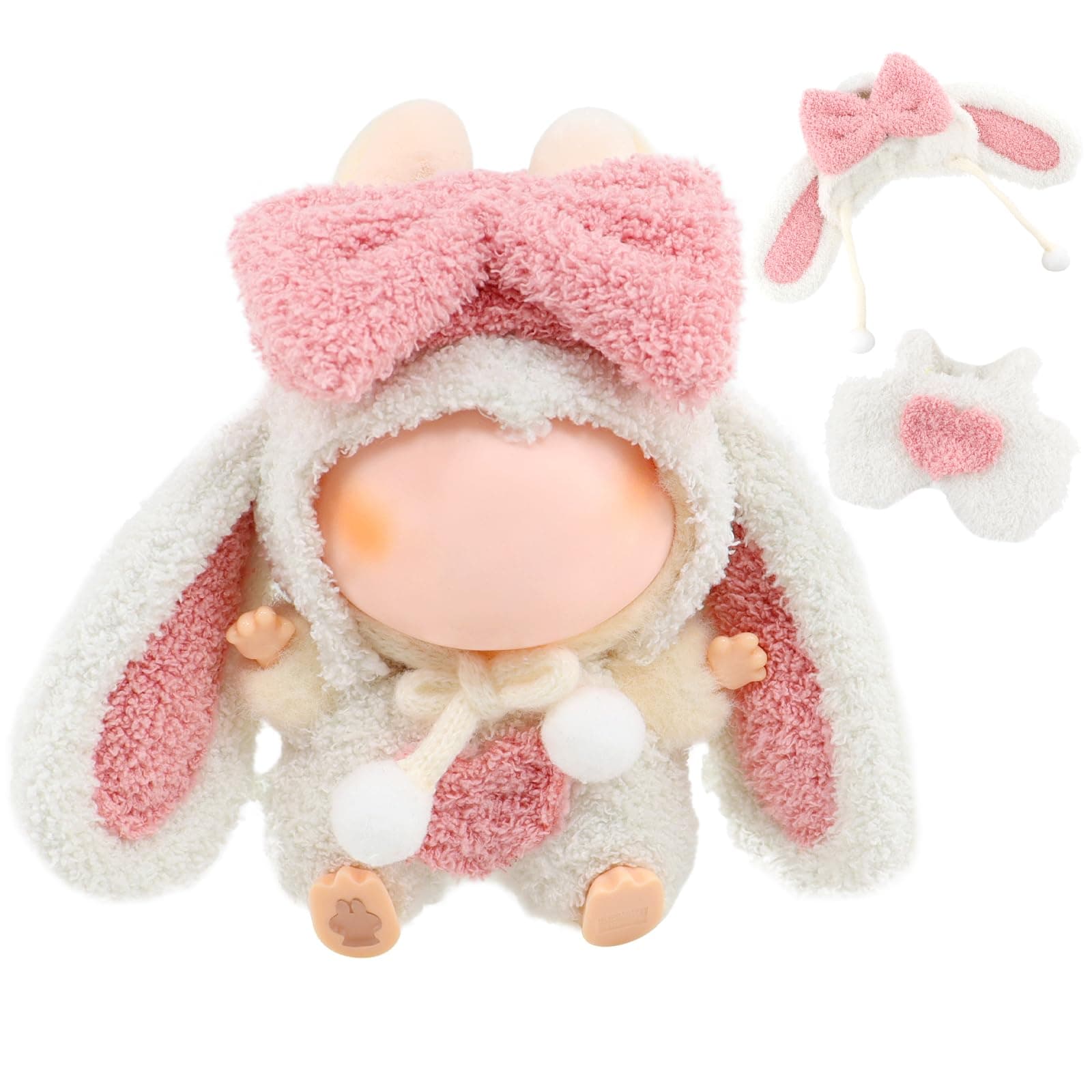 Clothing Accessories 2 Pieces for 17cm Mini Doll Clothes Figure Accessories Set for Cloth Doll, Stuffed Animal Clothes Outfit Christmas and Birthday (Bunny Ears Set) - Image 1