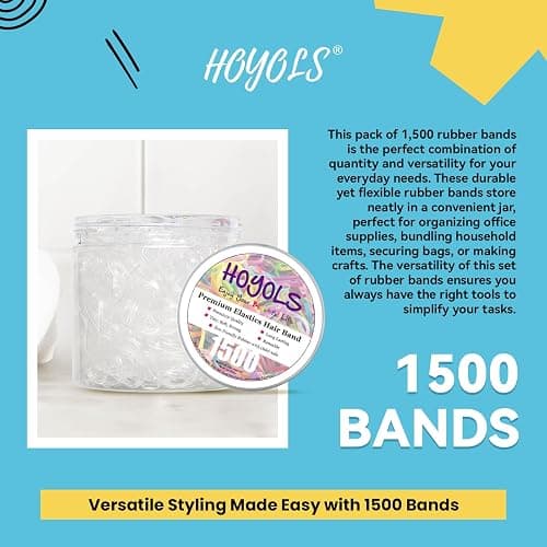 HOYOLS Clear Hair Ties, 1500 Pcs Small Elastic Rubber Bands | Soft Mini TPU Rubber Bands with No-Snag Stretch Hold for Braids, Ponytails and Daily Styling for Women and Teens thumbnail 4
