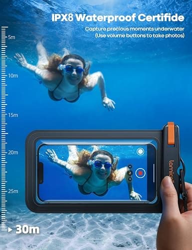 Lamicall Waterproof Phone Pouch Case - 2 Pack IPX8 Water Proof [Easy Lock & Heavy Duty] Cell Phone Dry Bag for iPhone 12 13 14 15 16 Pro Max, Samsung Galaxy S24 Ultra S23 Ultra, All 4-7" Cellphones thumbnail 2