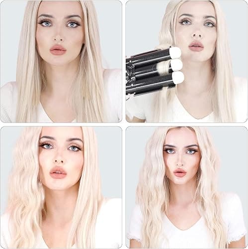 1.25 inch Three Barrel Curling Iron: Aleath Large 3 Barrel Hair Crimper with LCD Display - Dual Voltage Hair Waver Jumbo thumbnail 7