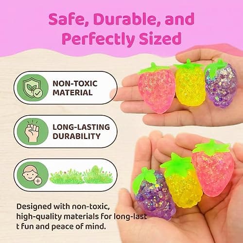 3 Pack Pineapple Squishy Strawberry Stress Balls, Grape Miniature Figurines | Strawberry Squishy Pineapple Balls, Miniature Grape Collectible Figurines for Garden Decoration, Tabletop Decor for Adults thumbnail 6