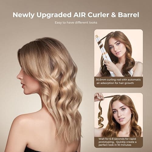 5 in 1 Blow Dryer Brush, Upgrade Hair Dryer Brush Air Curler Air Curling Wrap Styler, Detachable Hot Air Brush Negative Ion Curling Brush Iron, Hair Styling Tools for Drying Curling Straightening thumbnail 2