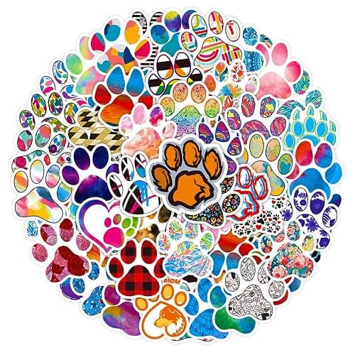 Cute Paw Print Stickers Pack, 50PCS Dog Paw Prints Vinyl Waterproof Stickers for Water Bottle Laptop Skateboard Phone Scrapbook, Kawaii Colorful Animal Pet Decals for Kids Teens Adults thumbnail 7