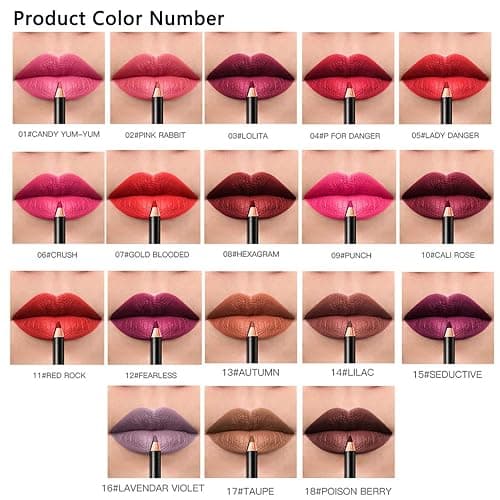 DC-BEAUTIFUL 18 Colors Lip Liners Pencil Set with 2 Pencil Sharpeners, Premium Waterproof Smooth Lip Pencils, Long Lasting Matte Makeup Lipliners thumbnail 3