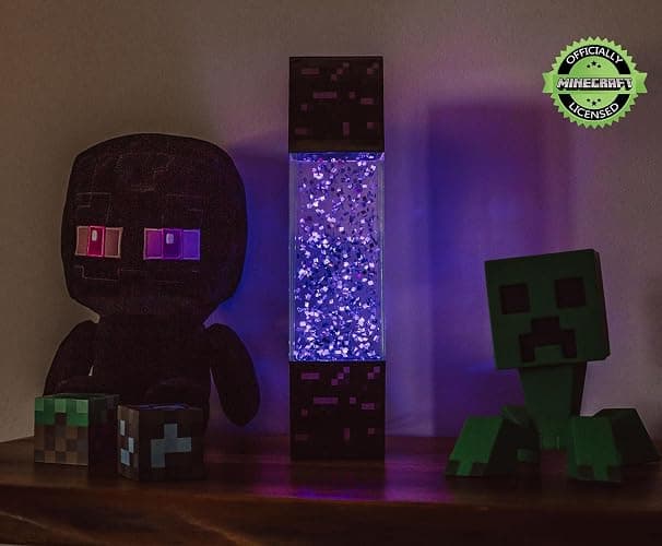 Minecraft Multi-Nether Portal Glitter Motion Lamp | LED Light, Bedside Table Lamp for Desk | Home Decor Accessories and Room Essentials | Official Video Game Collectible | 12 Inches Tall thumbnail 2