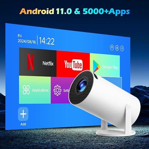 Mini Projector with WiFi and Bluetooth, 4K Christmas Bedroom Projector, Portable Projector of 270° Rotatable 130'' Projector Screen, Smart Projector Compatible with iphone/TV Stick/HDMI/USB/Laptop thumbnail 9