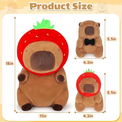 Achwishap 5pcs Capybara Plush, 18” Capybara Stuffed Animal Mommy & 4 Babies | Cute Capybara Plushies Family Set, Kawaii Capybara Plush Toys, Soft Hugging Pillow Birthday Gifts for Kids Girls Boys Adults thumbnail 3