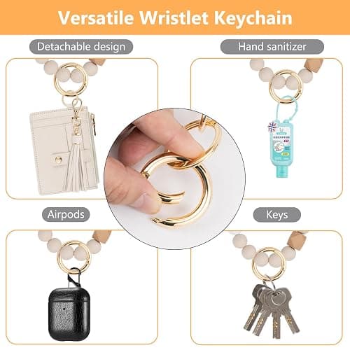 KNGITRYI Wallet Keychain Wristlet for Women,Slim RFID Credit Card Holder Purse Tassel Keychain Bangle Key Ring for Men Women thumbnail 4