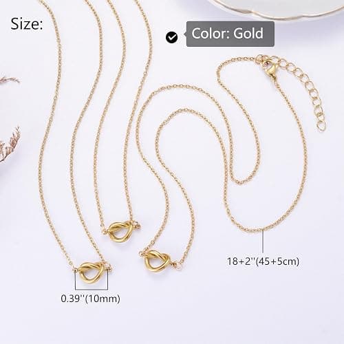BFF Friendship Knot Infinity Necklace for 2 Best Friend Long Distance Birthday Jewelry Gifts for Her Women Bestie thumbnail 3