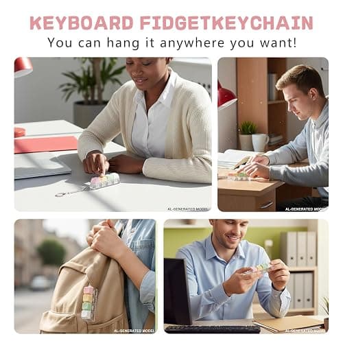 XQC 3PCS Keyboard Fidget Toy - Crisp Clicking Stress Relief Toy for Adults, Portable Sensory Anxiety Relief Keychain (Multicolor) thumbnail 4
