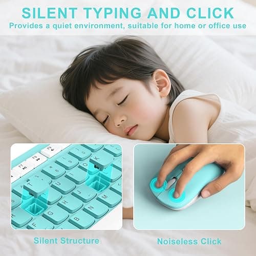 RECCAZR Wireless Keyboard and Mouse Combo, Full-Sized Keyboard and Adjustable DPI Mouse, 2.4GHz USB Receiver, Wireless for PC, Windows, Desktop, Laptop (Blue) thumbnail 3