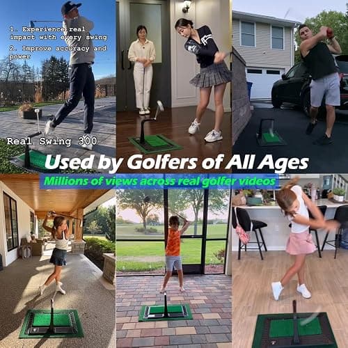 WINNER SPIRIT Real Swing 300 Golf Swing & Hitting Trainer, True Impact, Checking Path After Swing Practice Mat Groover Training Aid, Height Adjustable thumbnail 4